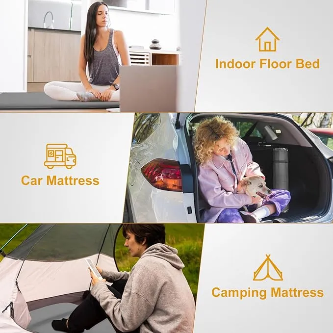 Self Inflating Sleeping Pad with Electric Pump, 3.14" Ultra-Thick Memory Foam Camping Mattress Pad with Pillow Fast Inflating in 30s,9.5 R-Value Insulated Camping Pad for Camping Car Travel Tent,Grey