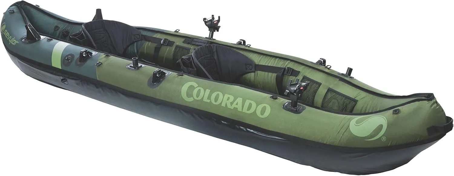 Sevylor Colorado 2-Person Inflatable Fishing Kayak with Paddle & Rod Holders, Adjustable Seats, & Carry Handle; Kayak Can Fit Trolling Motor