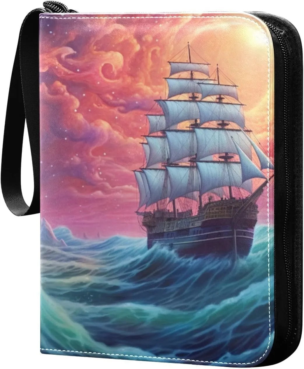 Ship Painting Card Binder, 400 Pockets Card Holder with 50 Sleeves, Sturdy Card Holder Folders for Game Cards & Sports Cards