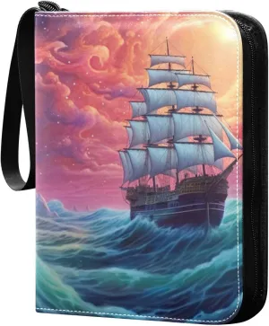 Ship Painting Card Binder, 400 Pockets Card Holder with 50 Sleeves, Sturdy Card Holder Folders for Game Cards & Sports Cards