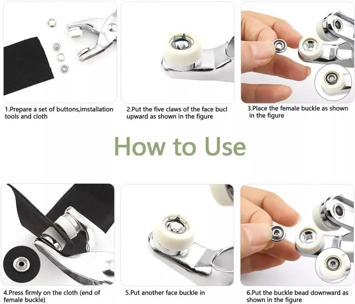 Silver Button Thickened Snap Fasteners Kit with Pliers