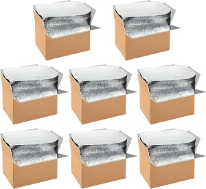 Simple Deluxe Insulated Shipping Boxes with Aluminum Foil Liner,Thermal Insulation Cold Pack Shipping Boxes for Frozen, Reusable Styrofoam Cooler Box, Small Mailing Box, 12''x10''x7'' (Pack of 8)