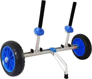 Sit on Top Kayak Cart Dolly with Large Airless Wheels, Quick-Detachable and Width Adjustable, Suitable for Kayaks Canoes with Scupper Holes