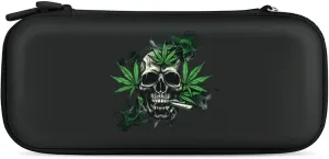 Skull with Weed Leaf Hard Shell Travel Case with Rope 15 Game Card Pockets Compatible with Switch Protective