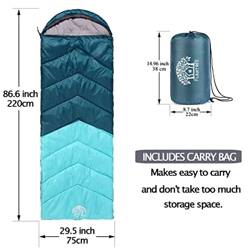 Sleeping Bag 4 Seasons Adults & Kids w/ Compression Bag for Camping Trips