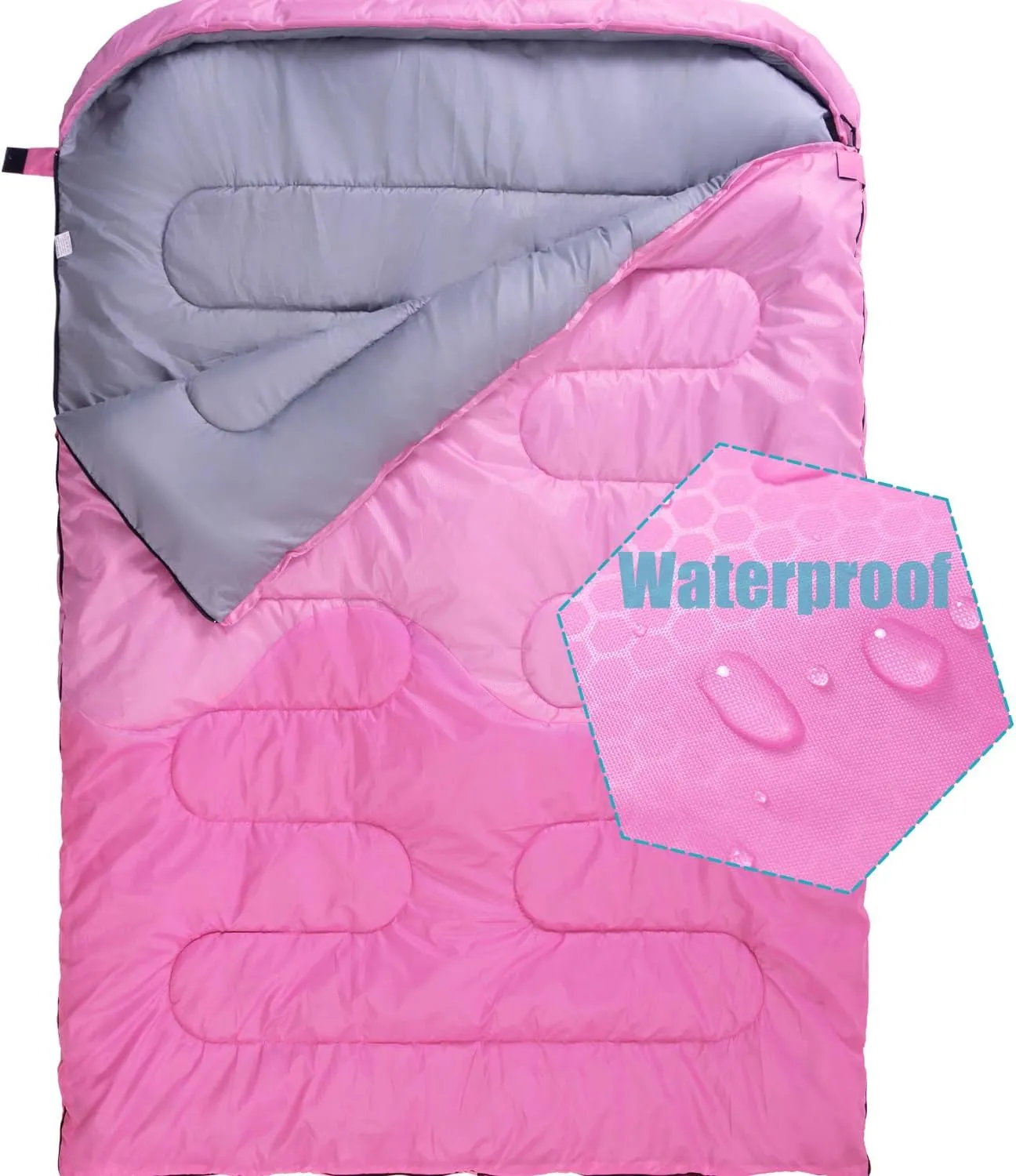 Sleeping Bag - Double Camping Sleeping Bags 2 Person for Adults Kids Boys Girls for Hiking Backpacking - Warm Cold Weather Lightweight Portable with Compression Bag for Indoors Outdoors Activities