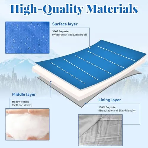 Sleeping Bags with Compression Sack for Adults - 3-4 Seasons