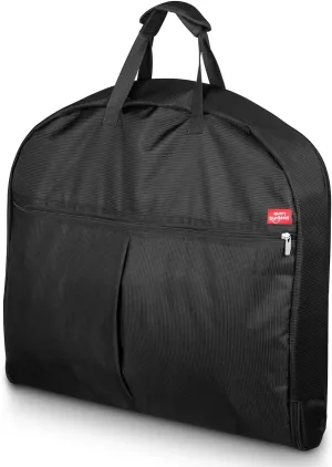 SLEEPING LAMB Heavy Duty Garment Bag for Travel, 43''Waterproof Suit Bag for Men Travel and Foldable Carry On Garment Bag for Hanging Clothes with Large Pocket in Business Trip, Black