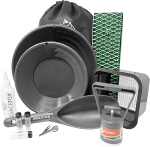 Sluice Fox All-in-One Gold Panning Kit with Portable Sluice – Featuring Miners Moss, Gold Trap Mat, Classifier, and Tote Backpack for Streamlined Gold Prospecting
