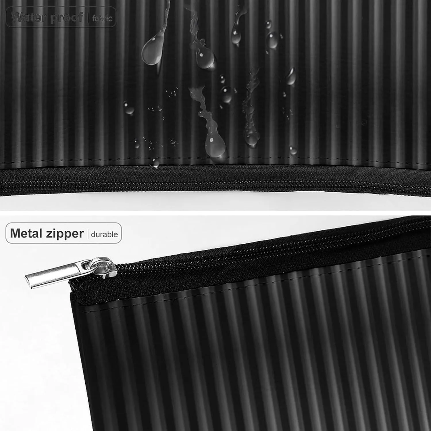 Small Cosmetic Bag, Vertical Stripes Dark Gray Makeup Bags Elegant Roomy Pouch for Women,Travel Toiletry Accessories Organizer