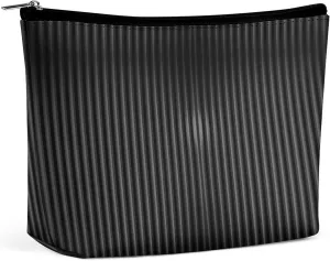 Small Cosmetic Bag, Vertical Stripes Dark Gray Makeup Bags Elegant Roomy Pouch for Women,Travel Toiletry Accessories Organizer