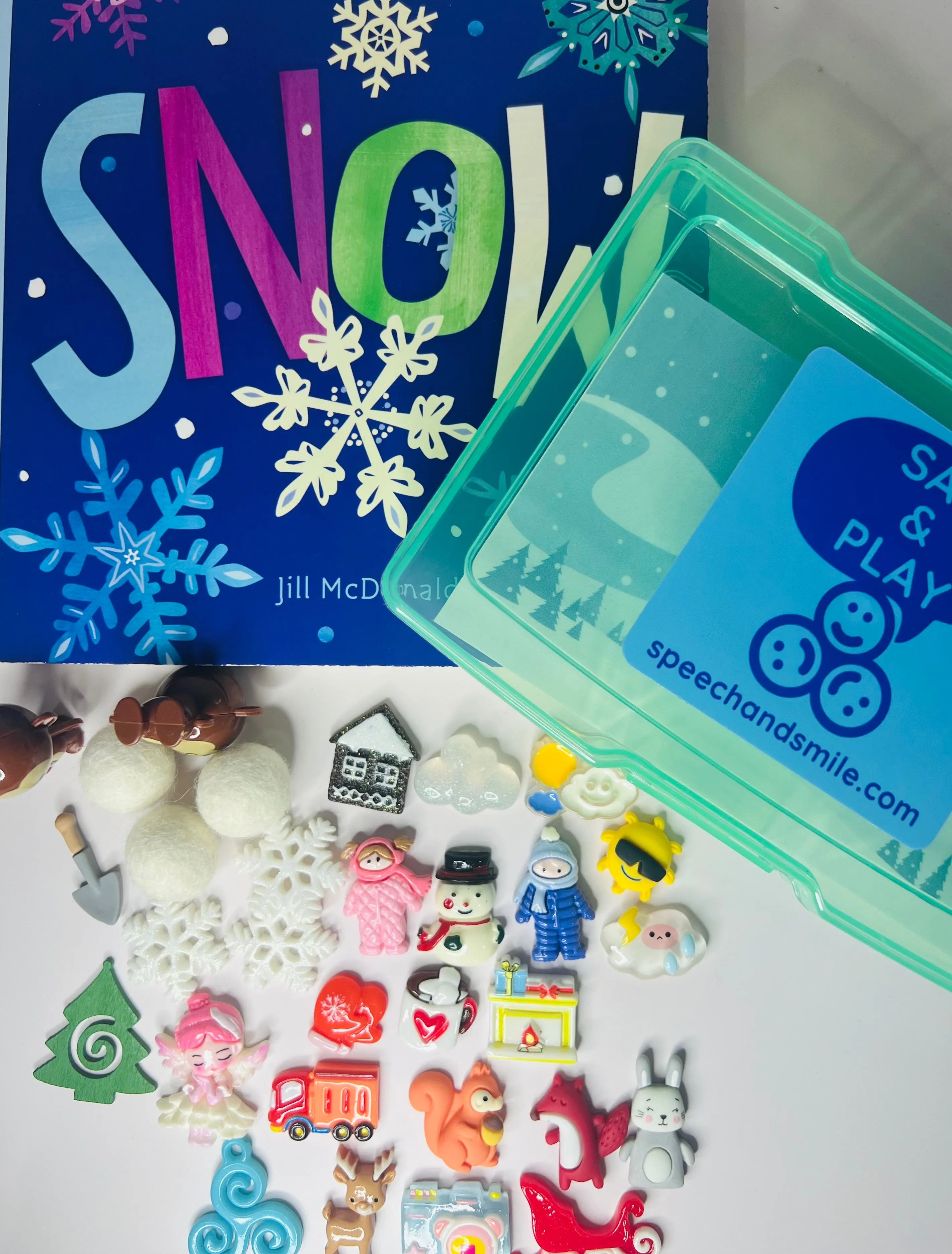 SNOW Story Kit with Mini Objects Speech Therapy Winter Theme trinkets SNOW book