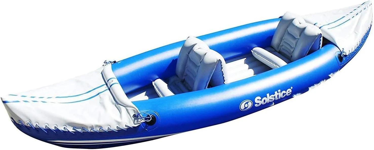SOLSTICE Rogue 1 to 2 Person Inflatable Fishing Kayak Boat for Adults & Kids 10'6'' X 33'' | Tandem 2 Blow Up Seats & Spray Skirt | Reinforced K-80 26 Gauge PVC Material