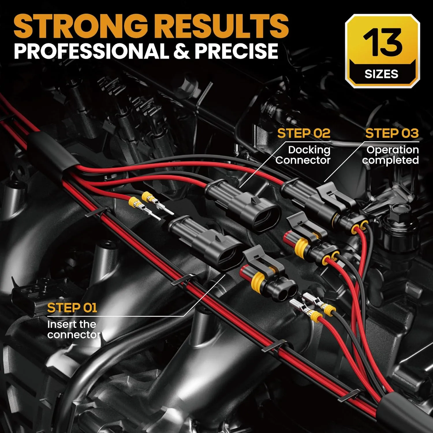 SOMELINE Crimping Tool Kit, Waterproof Automotive Electrical Connectors Electrical Wire Connectors Plug Kit 1/2/3/4/5 Pin Waterproof Connectors with 22-14 AWG Ratchet Crimping Tool and Removal Tools
