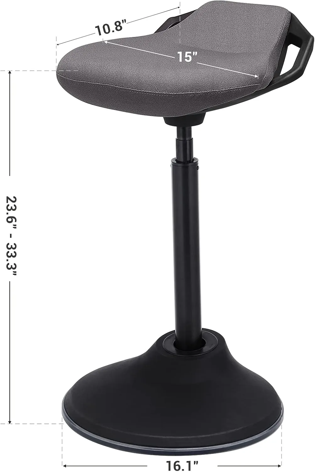 SONGMICS Standing Desk Chair, Adjustable Ergonomic Wobble Stool, 23.6-33.3 Inches Drafting Chair, Swivel Sitting Balance Stool, Fabric Upholstery, Anti-Slip Bottom Pad, Slate Gray UOSC02GY