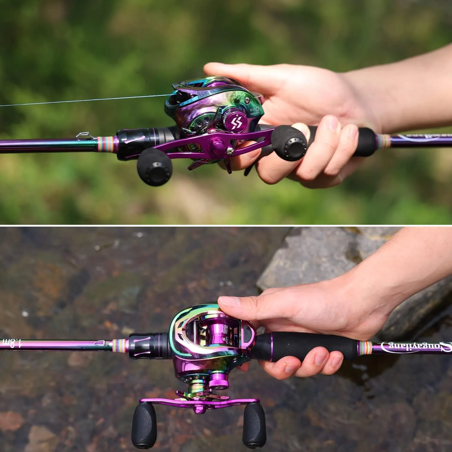 Sougayilang Fishing Rod and Reel Combo, Medium Fishing Pole with Baitcasting Reel Combo, 2-Piece Fishing Combo