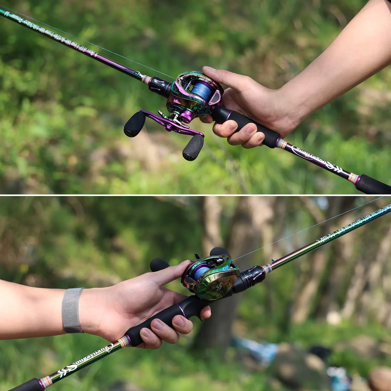 Sougayilang Fishing Rod and Reel Combo, Medium Fishing Pole with Baitcasting Reel Combo, 2-Piece Fishing Combo