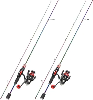 Sougayilang Spinning Fishing Rod and Reel Combo, 2-Piece 5-Foot 6-Inch Ultralight Graphite Rod, Ultra Smooth Aluminum Spinning Fishing Reel (1Pack/2Pack)