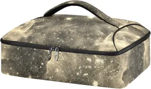 Space Galaxy Universe with Glare Stars Vintage Retro Old Style Reusable Insulated Pizza Bag, Waterproof Food Delivery Bag, with Handle Lid Leakproof Pizza Holder Tote for Hot or Cold Food