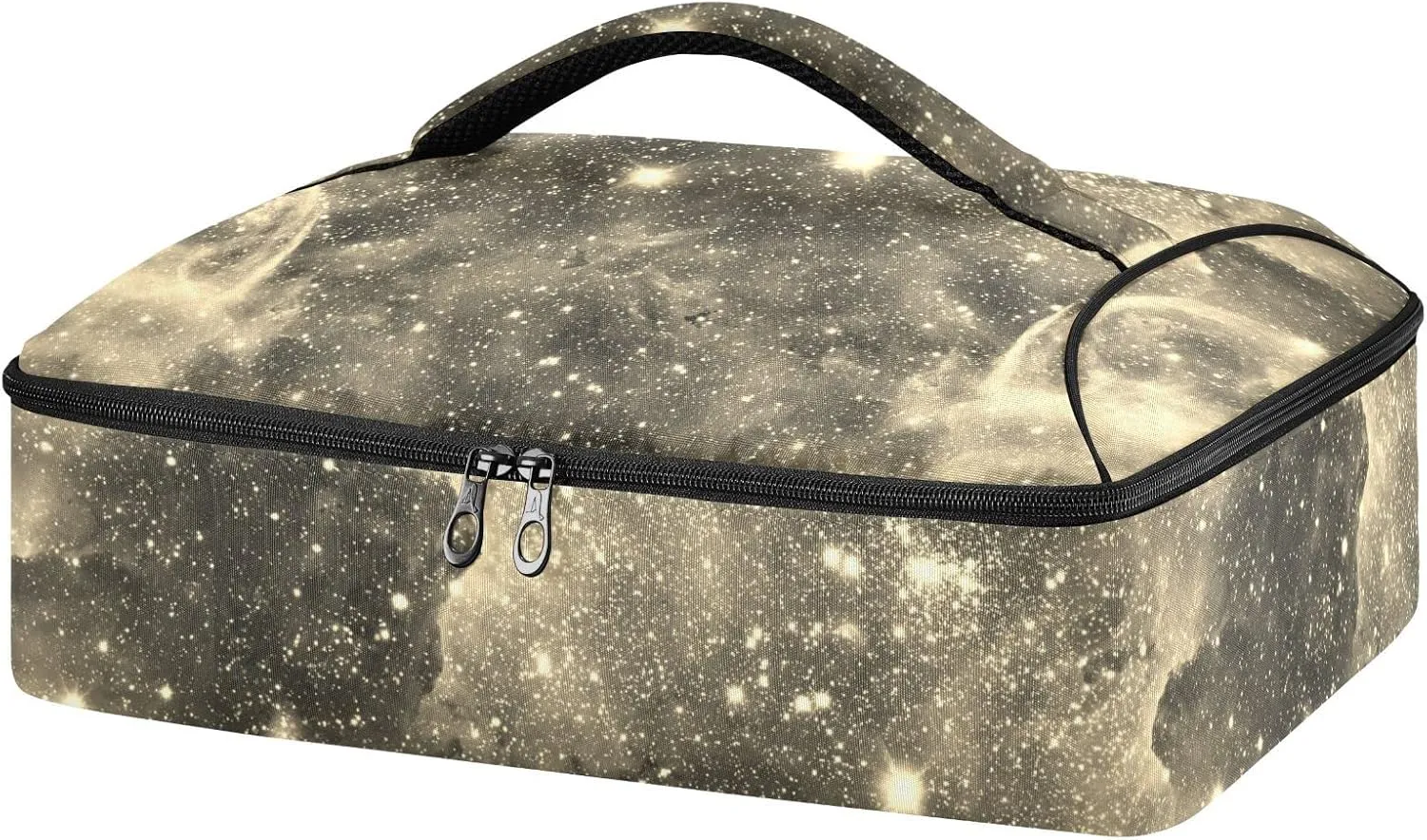 Space Galaxy Universe with Glare Stars Vintage Retro Old Style Reusable Insulated Pizza Bag, Waterproof Food Delivery Bag, with Handle Lid Leakproof Pizza Holder Tote for Hot or Cold Food