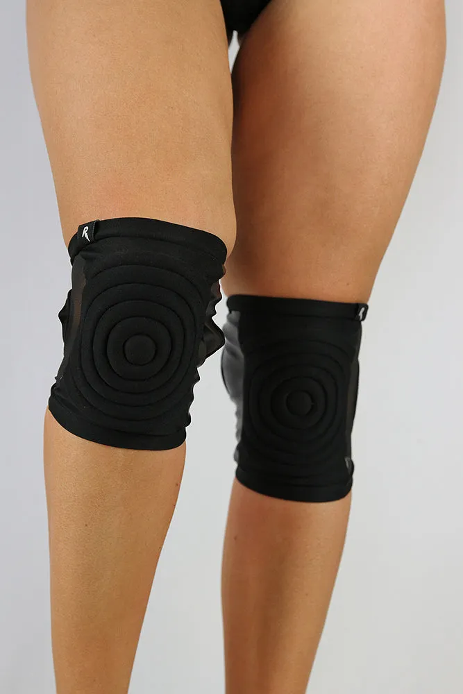 Spandex Vinyl/Mesh Grippy Dance Knee Pads – Black – For Pole & Dance