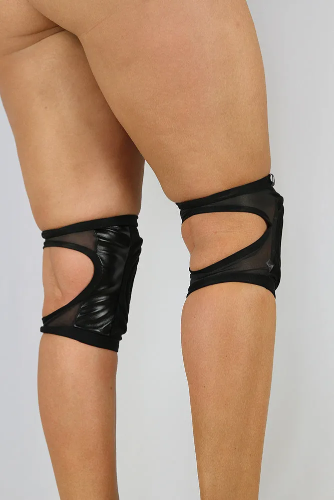 Spandex Vinyl/Mesh Grippy Dance Knee Pads – Black – For Pole & Dance