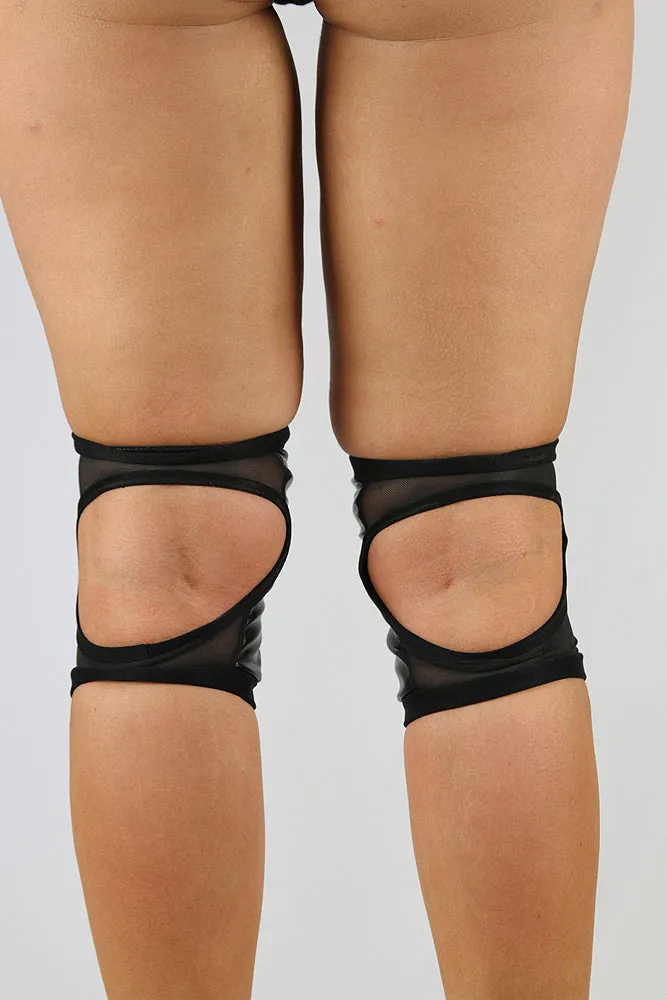 Spandex Vinyl/Mesh Grippy Dance Knee Pads – Black – For Pole & Dance