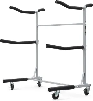 SPAREHAND Freestanding Triple Storage Rack - Heavy Duty G-C4 Caster Wheels with W/Brake - Tri-Level Rack System for 3 Kayaks, SUPs, Canoes, & Paddleboards - Suitable for Indoor & Outdoor