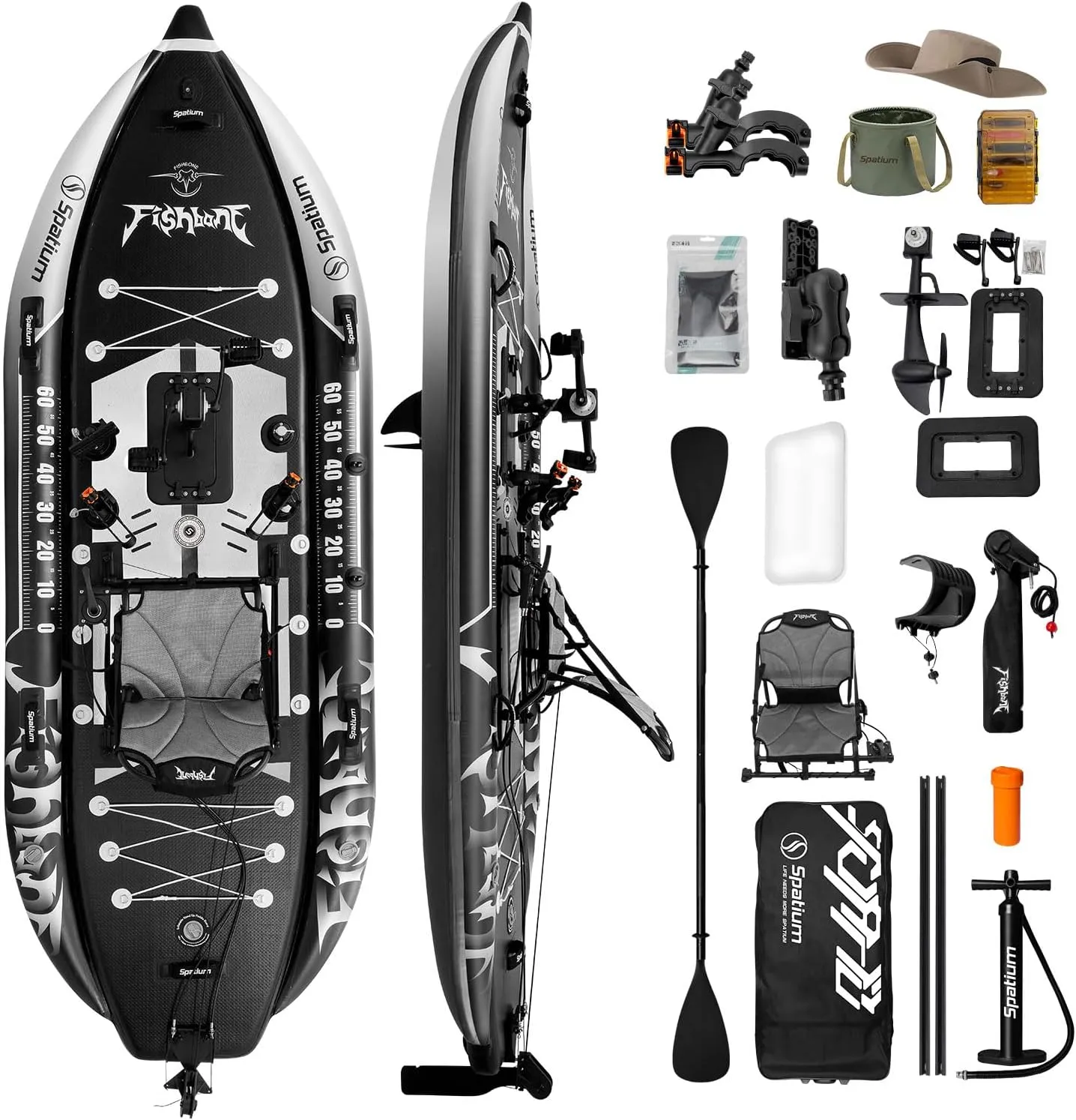 Spatium Fishing Kayak Boat Pedal Drive Sit on Top Pedal Drive Kayak Fishing Pedal Kayak Power System Orientation System Foot Pedal Fishing Boat, 11'*44"*4",Carrying Capacity 330 LBS