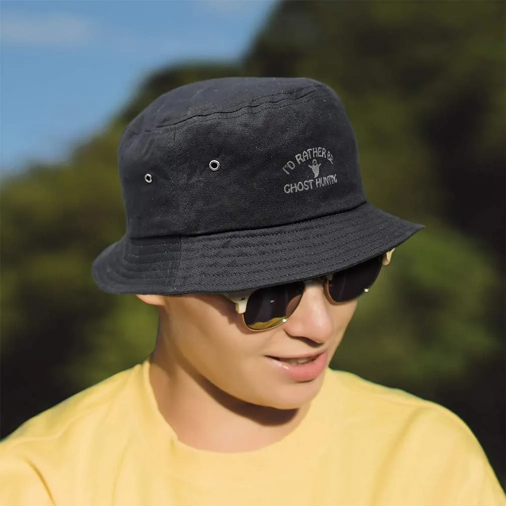 Speedy Pros Bucket Apparel Hat I'd Rather Be Ghost Hunting Embroidery Cotton for Men & Women