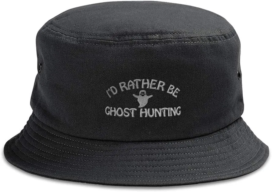 Speedy Pros Bucket Apparel Hat I'd Rather Be Ghost Hunting Embroidery Cotton for Men & Women