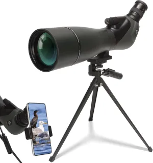 Spotting Scope for Hunting, Target Shooting, Bird Watching, 25-75x80/100 HDSpotter Scope with Tripod, Fully Multi-Coated Optics BAK4 Fogproof for Wildlife Viewing with Phone Adapter, Carrying Bag