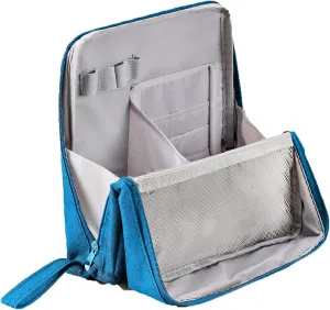 Standing Makeup Bag, Doresty Standing Makeup Bag Portable, Large Capacity, Waterproof with Compartments (Blue)