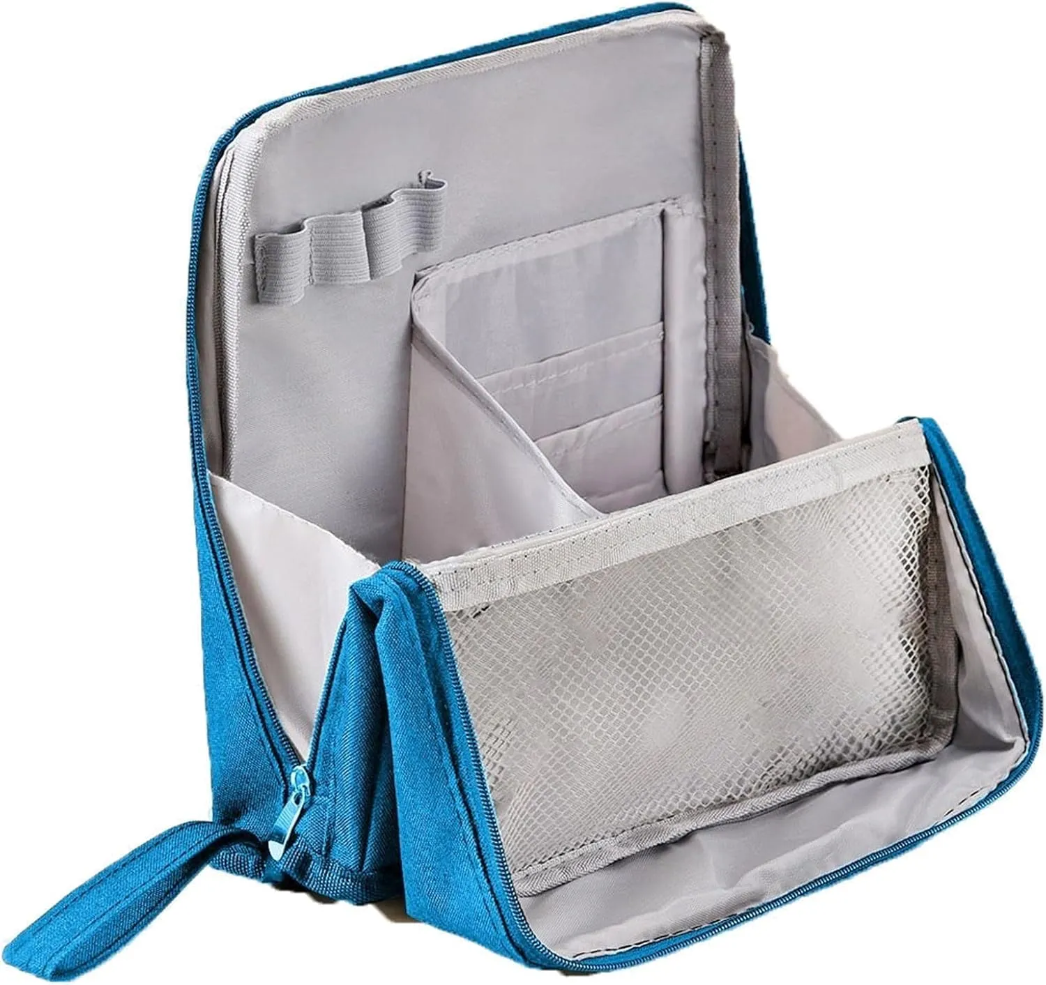 Standing Makeup Bag, Doresty Standing Makeup Bag Portable, Large Capacity, Waterproof with Compartments (Blue)