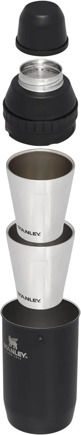 Stanley Happy Hour Cocktail Shaker Set 20 oz | Bartender Kit for Camping and Travel | Cocktail Drink Mixing Set with 2 Cups | Insulated Stainless Steel | BPA-Free | Matte Black