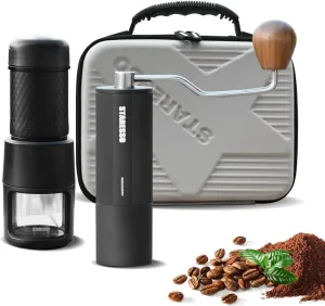 STARESSO Portable Espresso Maker   Coffee Bean Grinder Set with Carrying Bag, Manual Travel Coffee Maker & Burr Coffee Grinder, Waterproof Easy-Carry, Perfect for Travel Camping Hiking On-The-Go