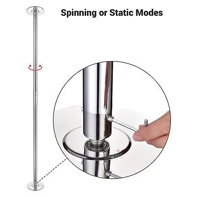 Static Spinning Dancing Pole Kit with Door Stretching Strap Exercise Home Studio