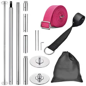 Static Spinning Dancing Pole Kit with Door Stretching Strap Exercise Home Studio