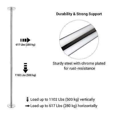 Static Spinning Dancing Pole Kit with Door Stretching Strap Exercise Home Studio