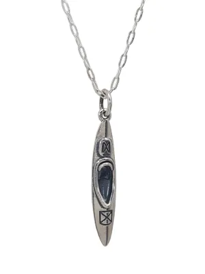 Sterling Silver Kayak - Camping and Adventure - Nautical and Marine Themed Charm Necklace, 18"