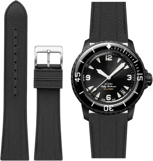 Strap for Blancpain Swatch,Universal 22mm Strap Soft FKM Waterproof Replacement Band for Blancpain x Swatch Fifty Fathoms Men Women Band with Install & Remove Tool Kit