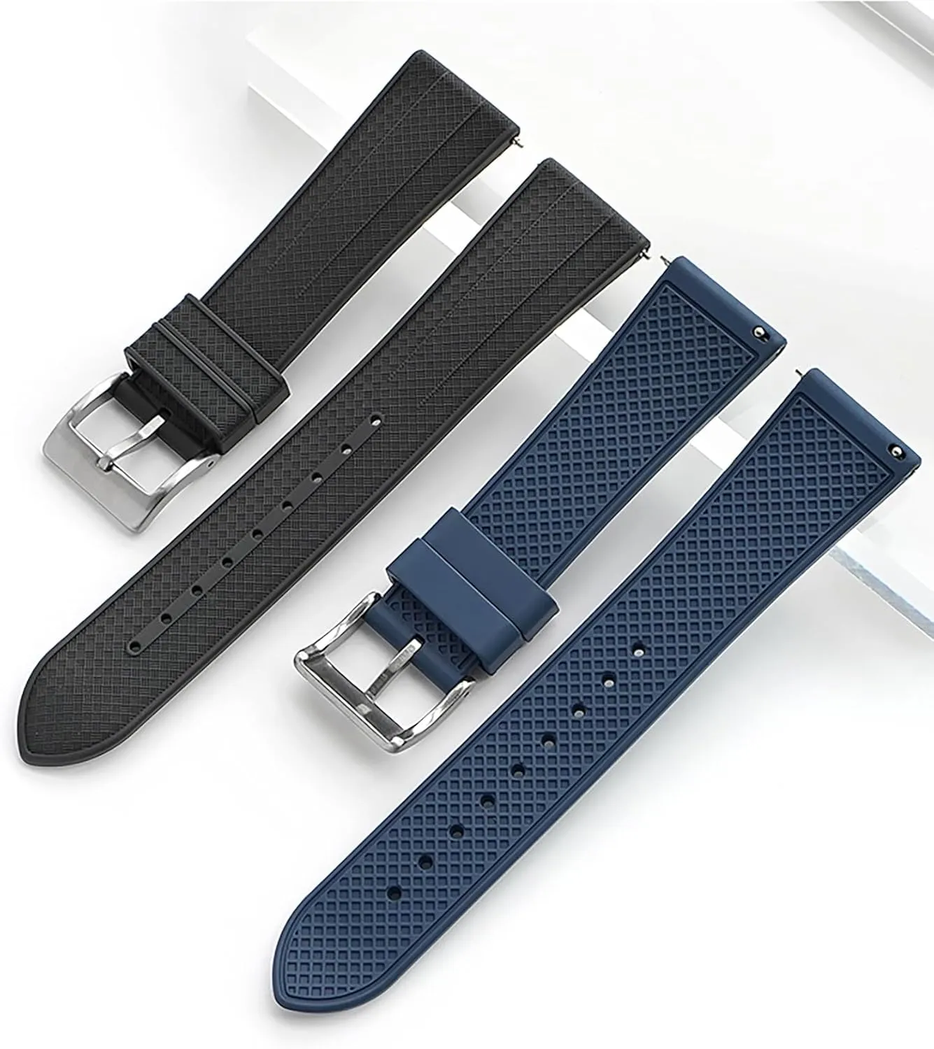 Strap for Blancpain Swatch,Universal 22mm Strap Soft FKM Waterproof Replacement Band for Blancpain x Swatch Fifty Fathoms Men Women Band with Install & Remove Tool Kit