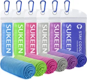 Sukeen Cooling Towels 6 Pack (40"x12"), Cooling Towels for Neck and Face, Quick Dry Sport Camping Cooling Towel, Cold Towel for Hot Weather