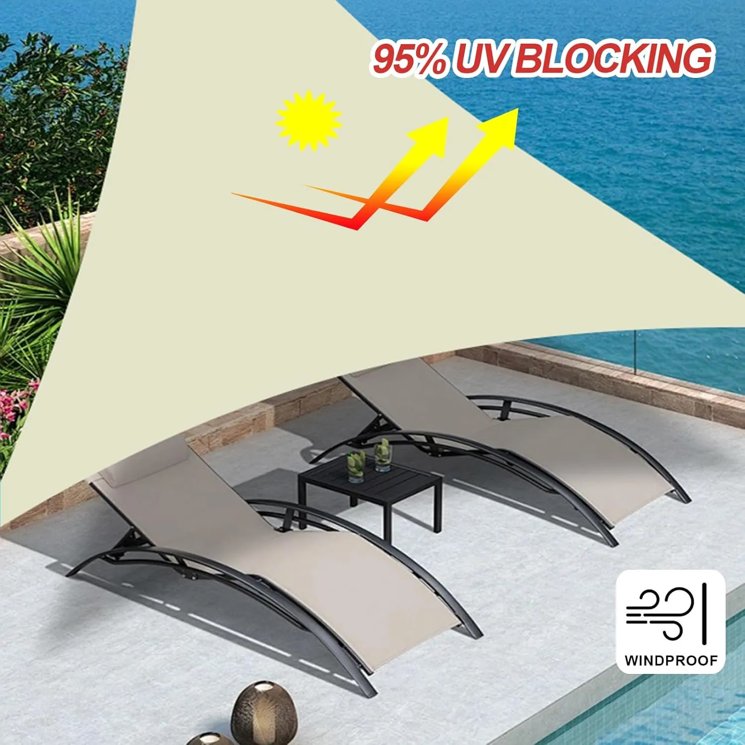 Sun Shade Sail Outdoor Patio, 12' x 12' x 12' Triangle Cream Waterproof & UV Blocking Canopy Sunshade Tarps for Backyard, Deck (We Make Custom Size)