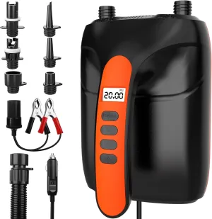 SUP Air Pump, Chefic 20PSI Electric Paddle Board Pump with LCD Screen and Auto-Off Function, 2 in 1 Dual Stage Electric Inflator/Deflator Sup Air Pump with 6 Nozzles for Stand-up Paddle Board