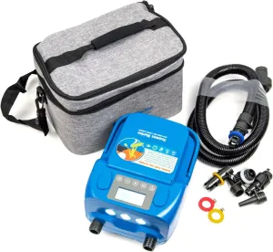 SUP Electric Air Pump,16PSI, Double Stage, Fast Speed, High Pressure,12V 6AH Lithium Battery, USB 2A 5V Charging Port, Portable, Charging Mode, Dual Power, Inflatable Paddle Board, Boat, Kite, Kayak
