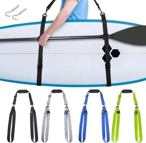 SUP Kayak Carry Strap Adjustable Shoulder Strap with 2 Kayak Storage Hooks