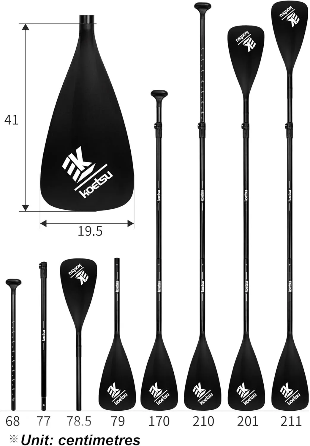 Surf Paddleboard SUP Paddleboard Paddle Removable Single and Double Head Dual Purpose Paddle Inflatable Kayak Aluminium PP Blade