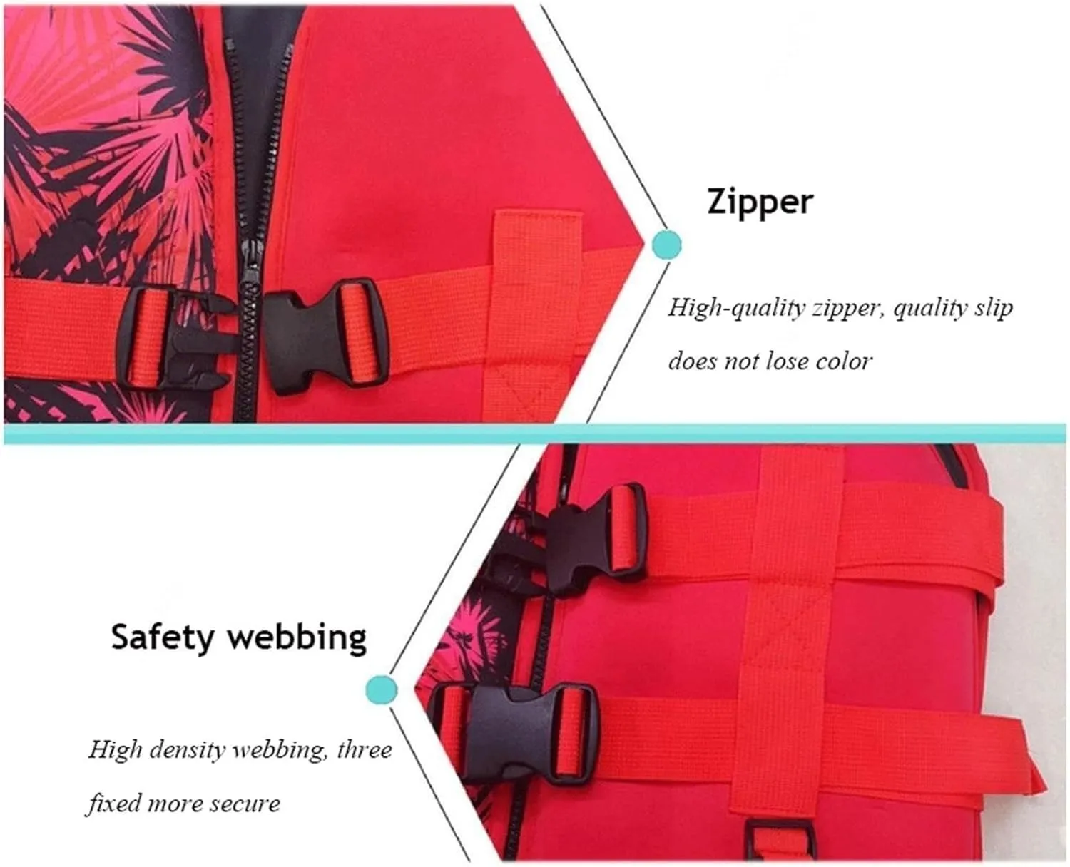 Swim Jacket with Adjustable Safety Buckle and Zipper, Float Jacket for Kayaking Boating Fishing