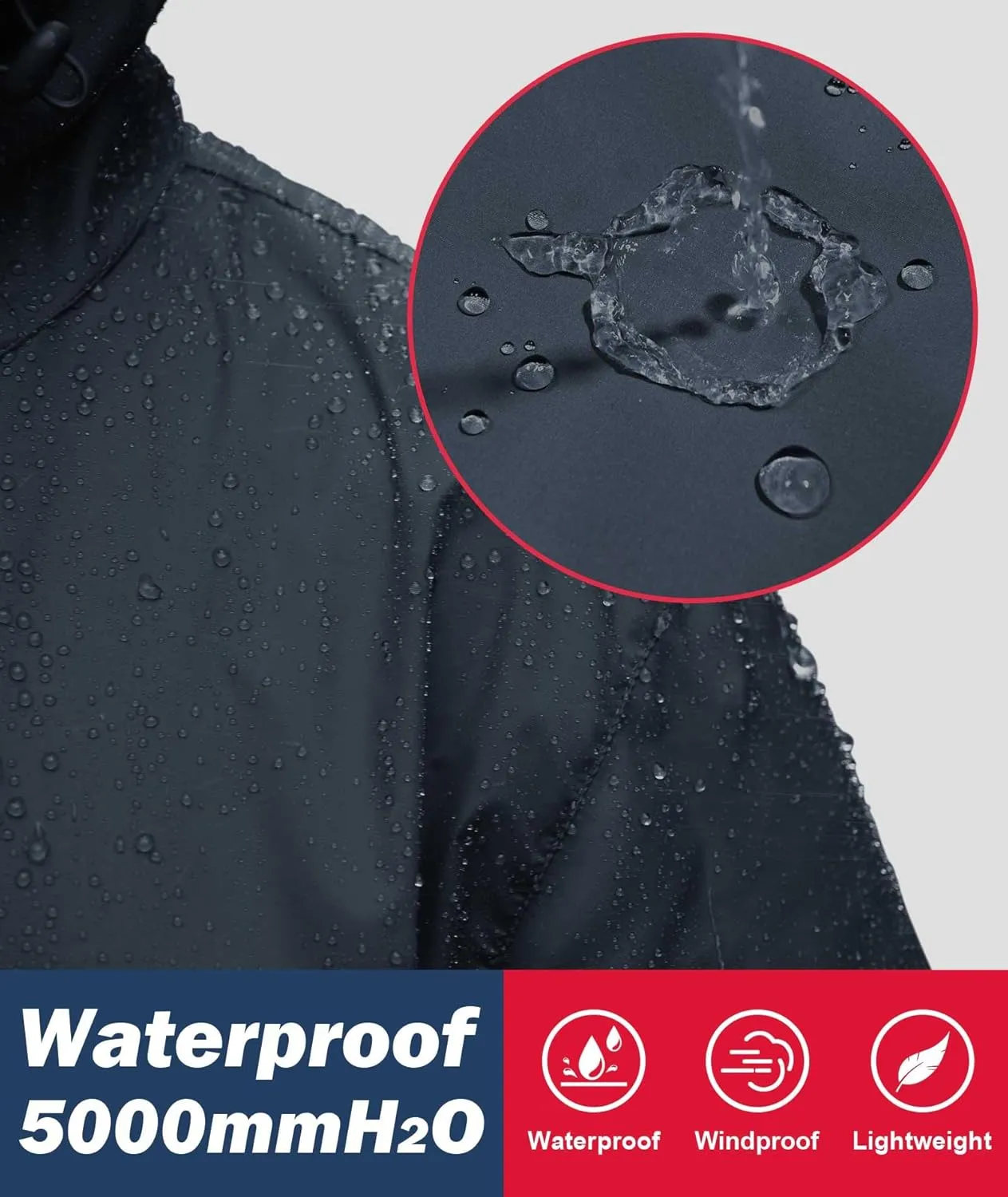 SWISSWELL Men's Rain Jacket Windbreaker Packable,Lightweight Golf Rain Coat Inner Pocket for Camping Hiking Cycling